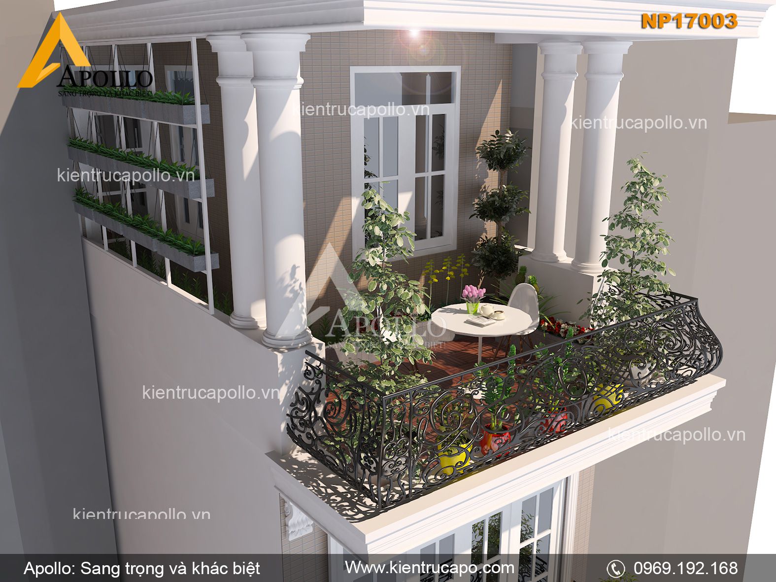 Mẫu nhà phố tân cổ điển 4 tầng đẹp thơ mộng (NP17003)